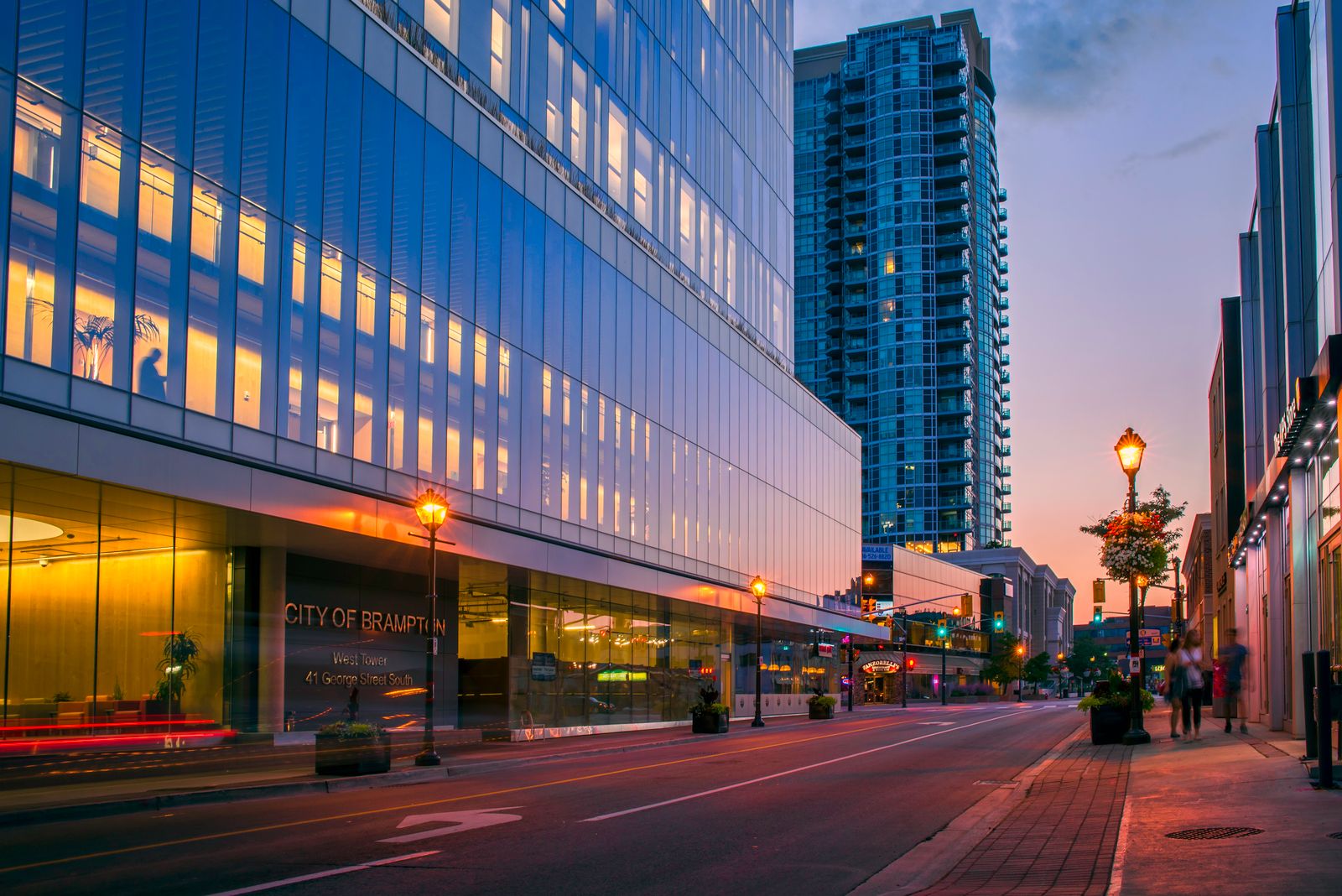 View of office buildings in downtown Brampton
